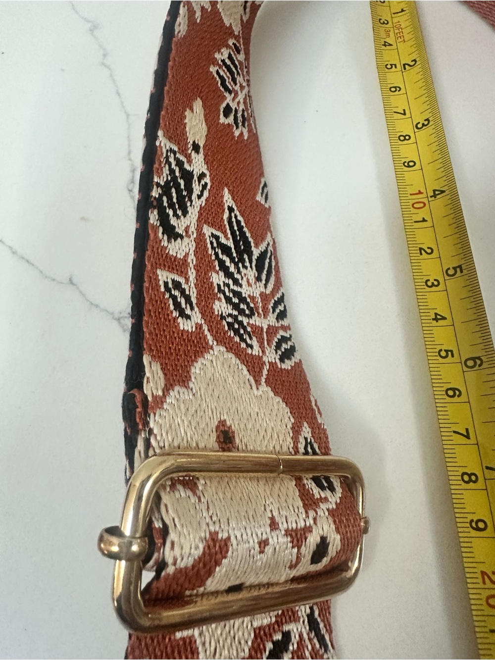 Kedzie Floral Jacquard Adjustable Purse Guitar bag Strap in Rust - Picture 6 of 6